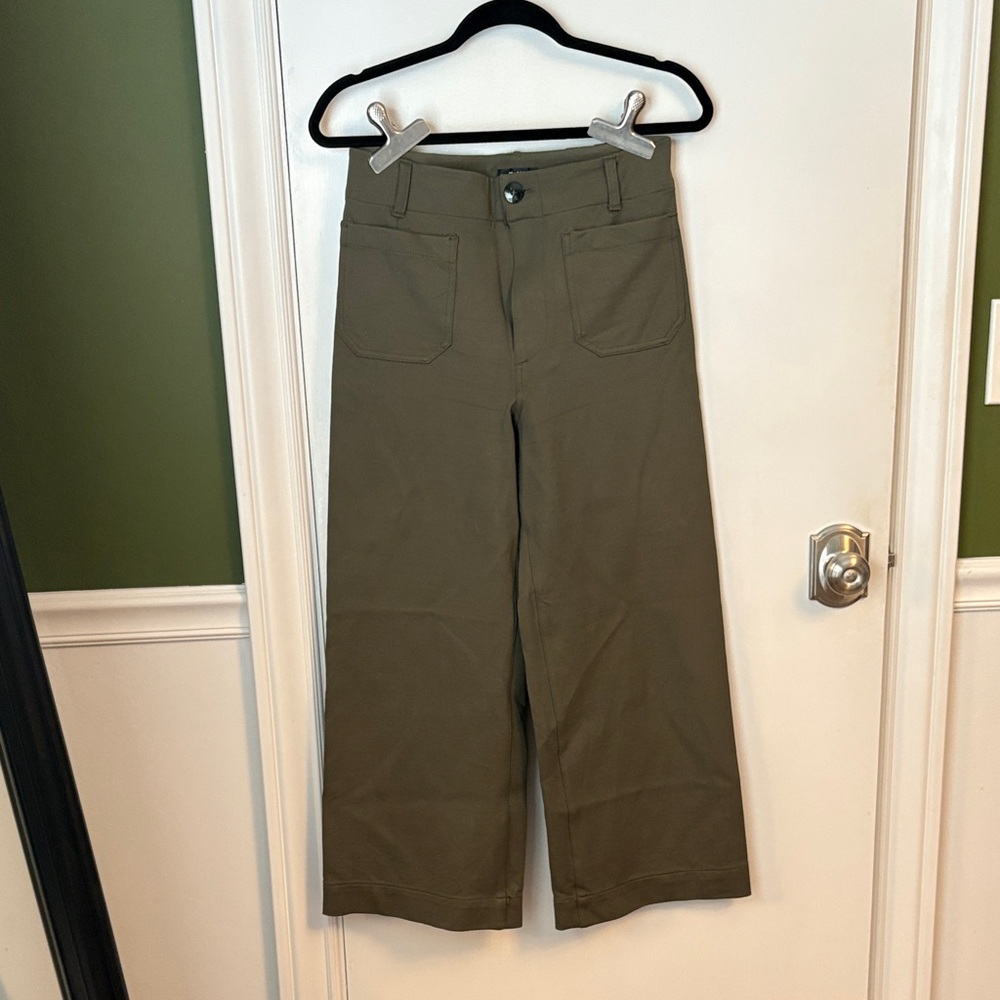 Maeve Colette Green Wide-Leg Pants